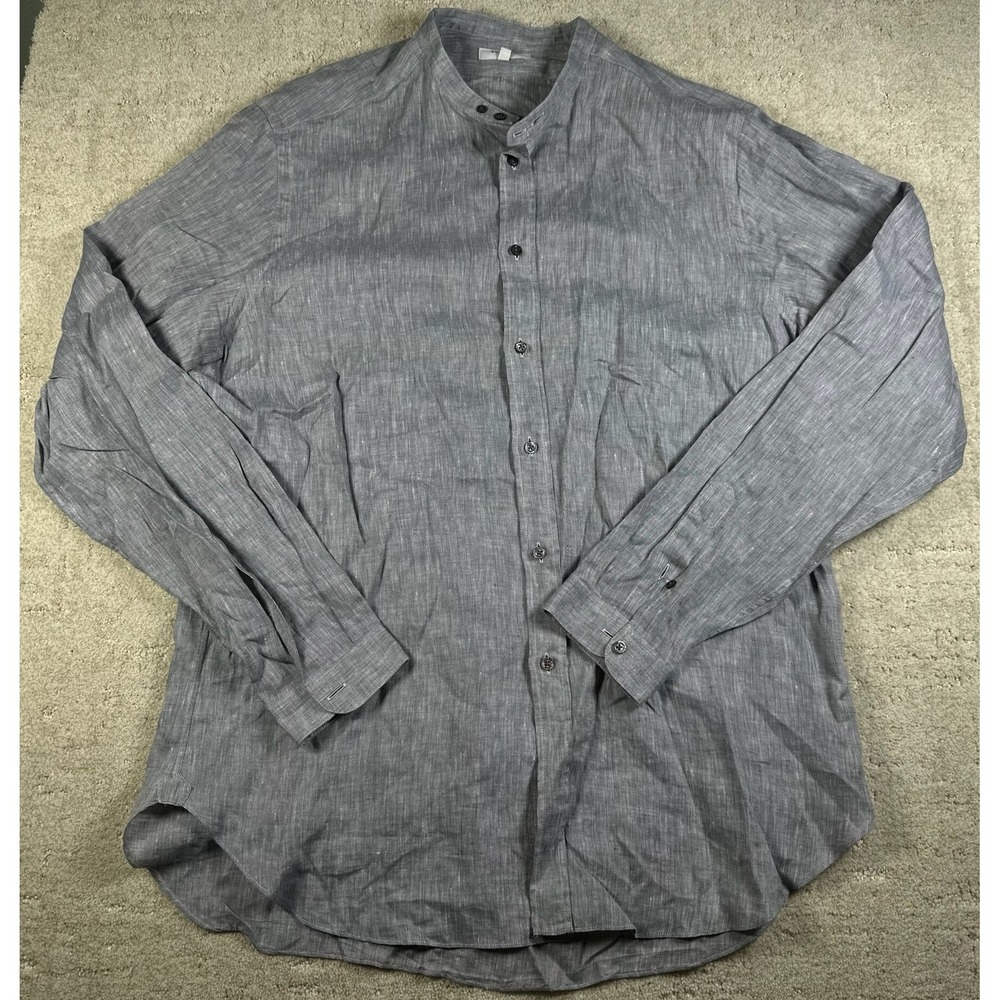 Boglioli Milano Linen Button Up Dress Shirt Italy Gray Men's Sz 16.5 / 42